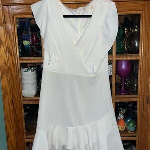 Altar'd State White Ruffle Wrap Mini Dress